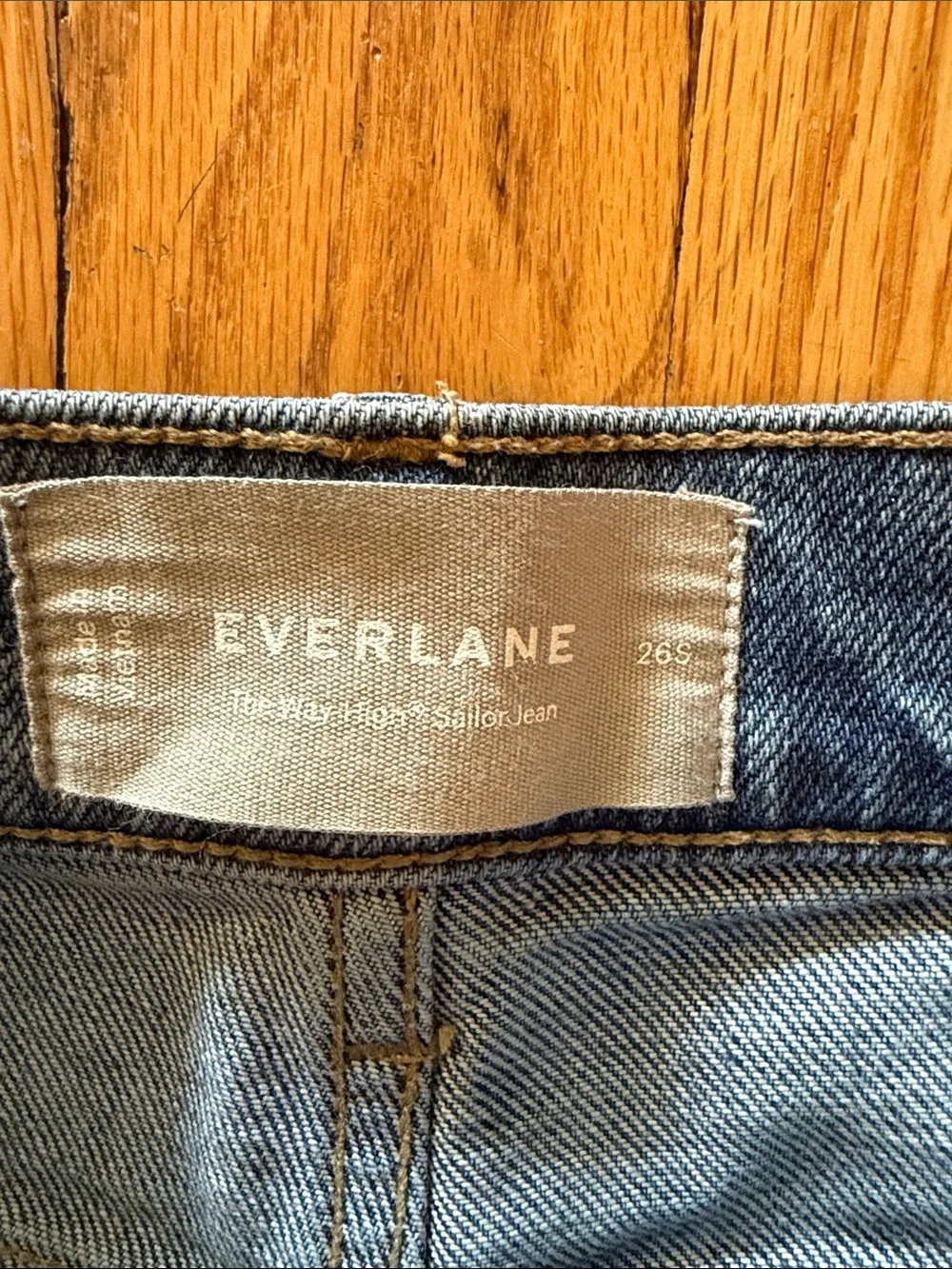 Everlane sz 26S The Way High Sailor Jean Blue wide leg Jeans Dark Hem great cond
